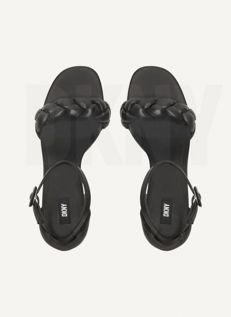 Σανδαλια DKNY Braided Ankle λουρακια Block γυναικεια μαυρα | Greece_D0735