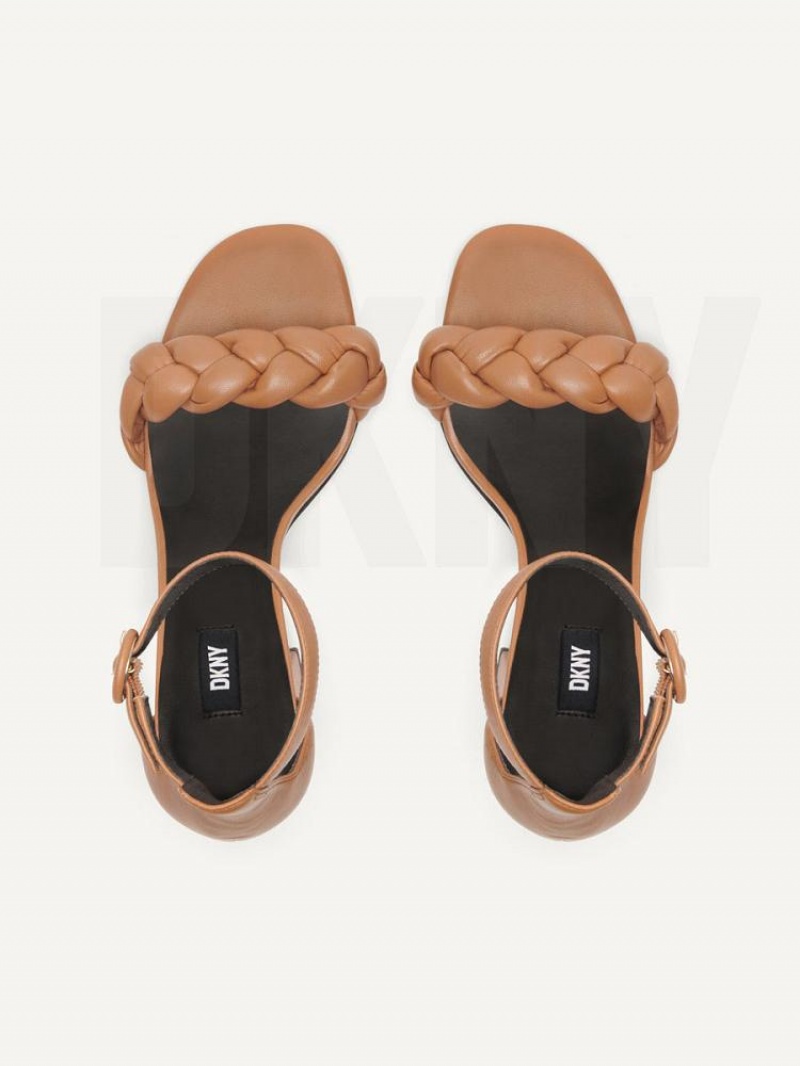 Σανδαλια DKNY Braided Ankle λουρακια Block γυναικεια καφε | Greece_D0993