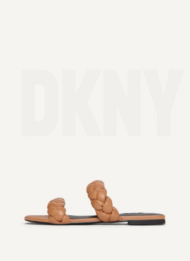 Σαγιοναρεσ DKNY Braided Double λουρακια γυναικεια καφε | Greece_D0516