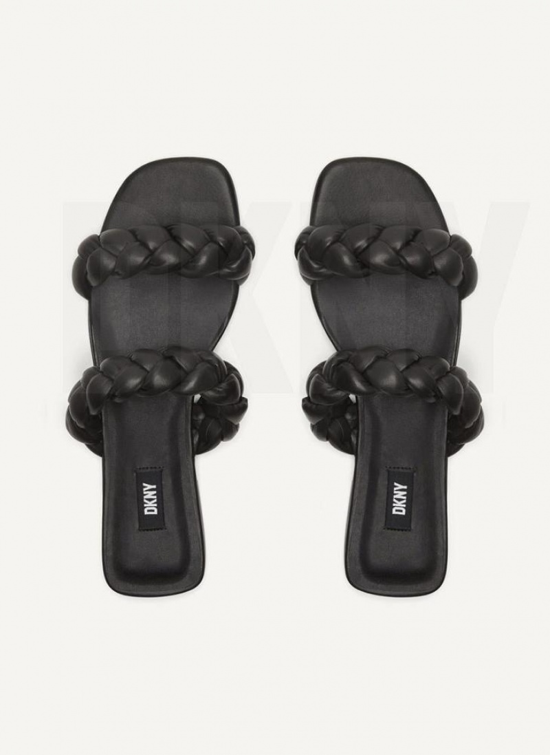 Σαγιοναρεσ DKNY Braided Double λουρακια γυναικεια μαυρα | Greece_D1621