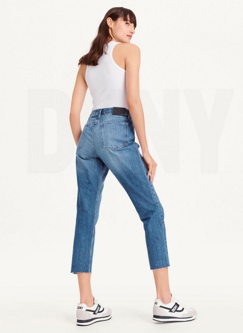 Τζιν DKNY Broome Cropped Distressed γυναικεια ανοιχτο μπλε | Greece_D0515