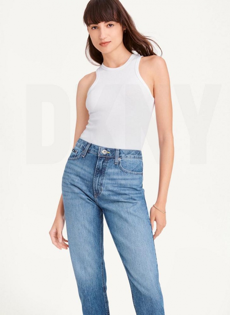 Τζιν DKNY Broome Cropped Distressed γυναικεια ανοιχτο μπλε | Greece_D0515