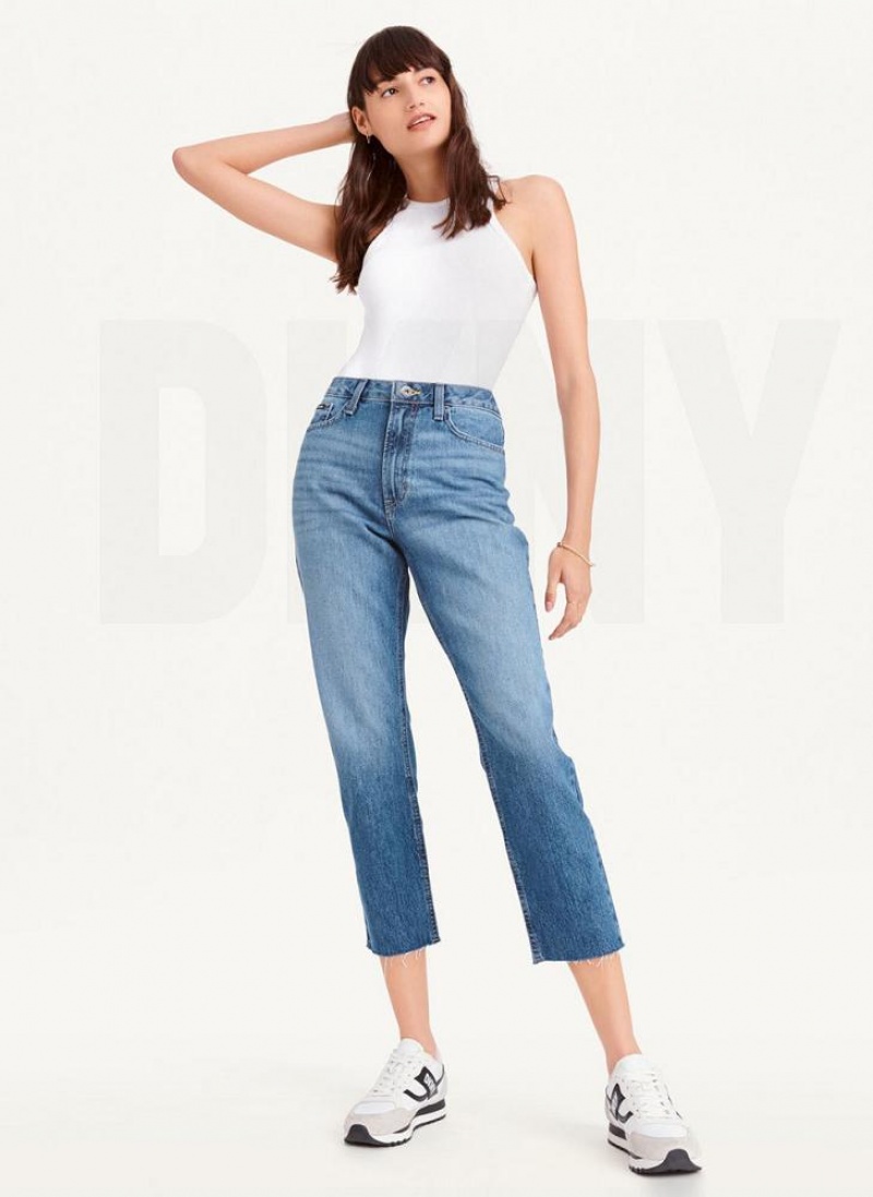 Τζιν DKNY Broome Cropped Distressed γυναικεια ανοιχτο μπλε | Greece_D0515