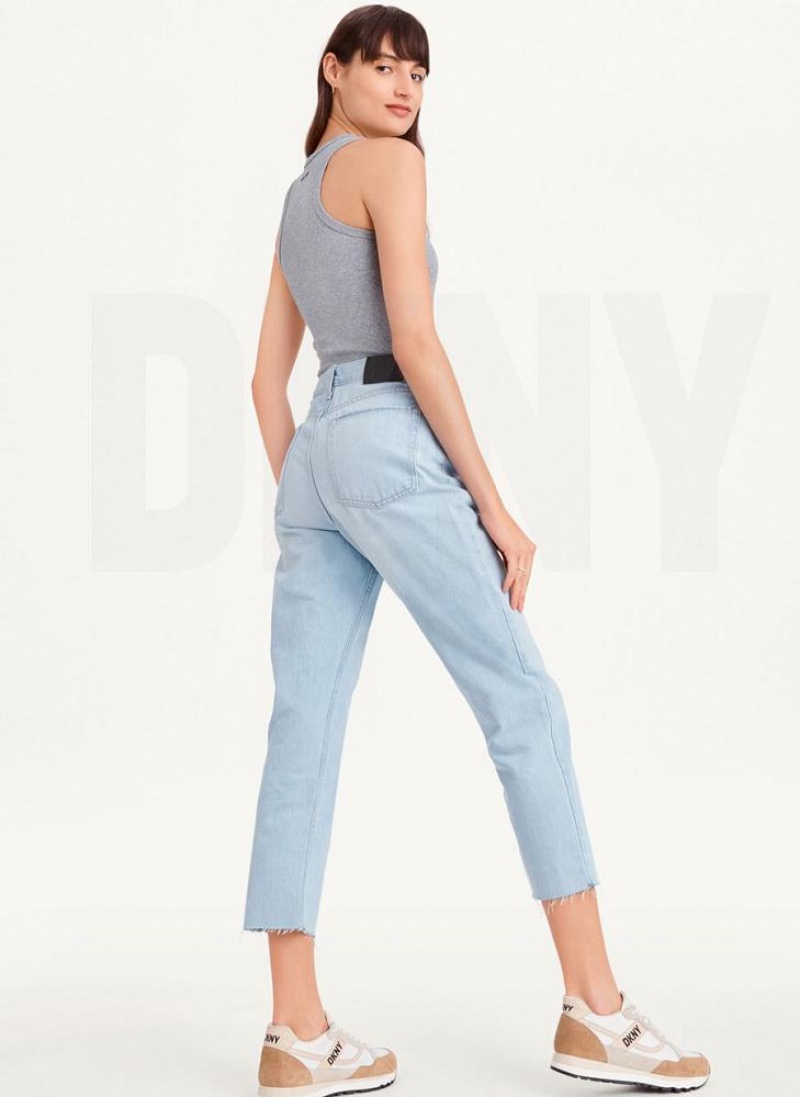 Τζιν DKNY Broome Cropped Distressed γυναικεια ανοιχτο μπλε | Greece_D1303