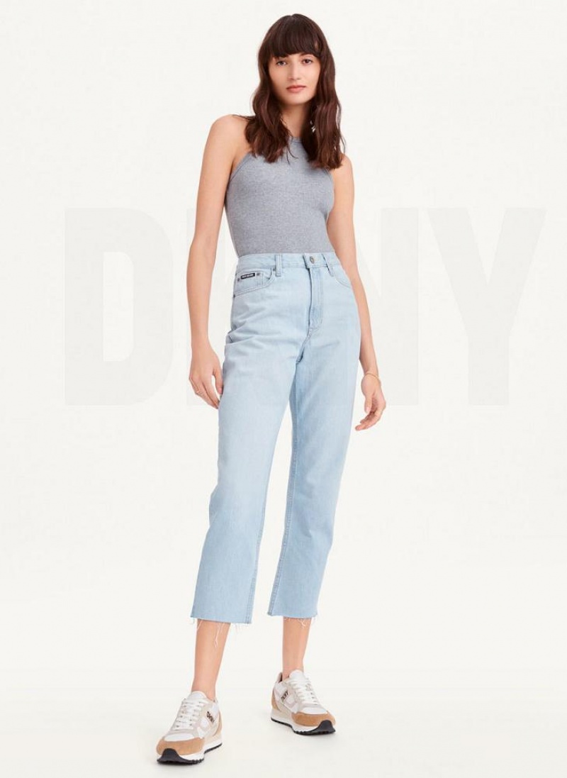 Τζιν DKNY Broome Cropped Distressed γυναικεια ανοιχτο μπλε | Greece_D1303