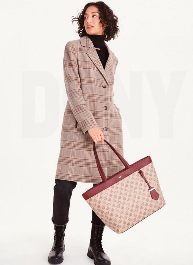 παλτό DKNY Brown Plaid γυναικεια καφε μαυρα | Greece_D0147