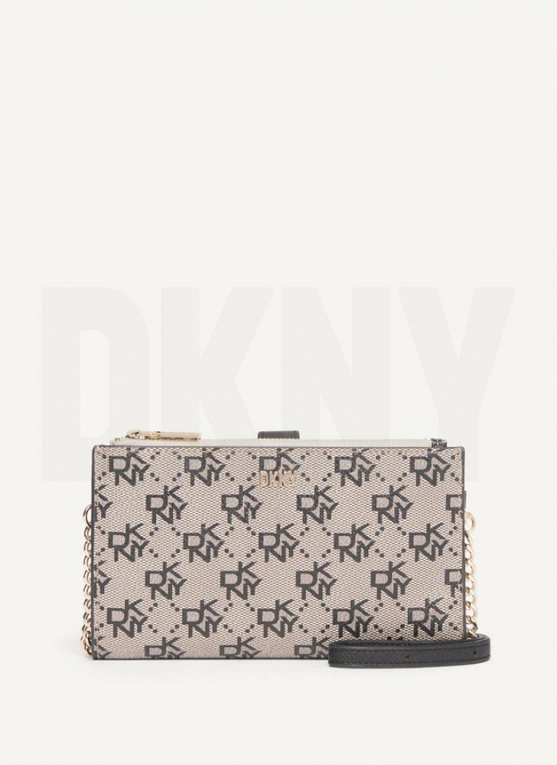 πορτοφολια DKNY Bryant Logo Crossbody γυναικεια γκρι μαυρα | Greece_D1273