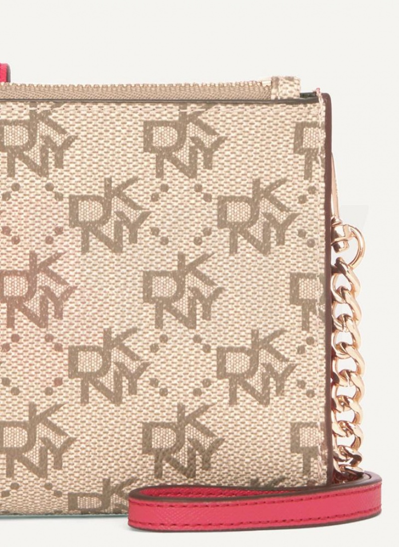 πορτοφολια DKNY Bryant Logo Crossbody γυναικεια Χακί ροζ | Greece_D1584