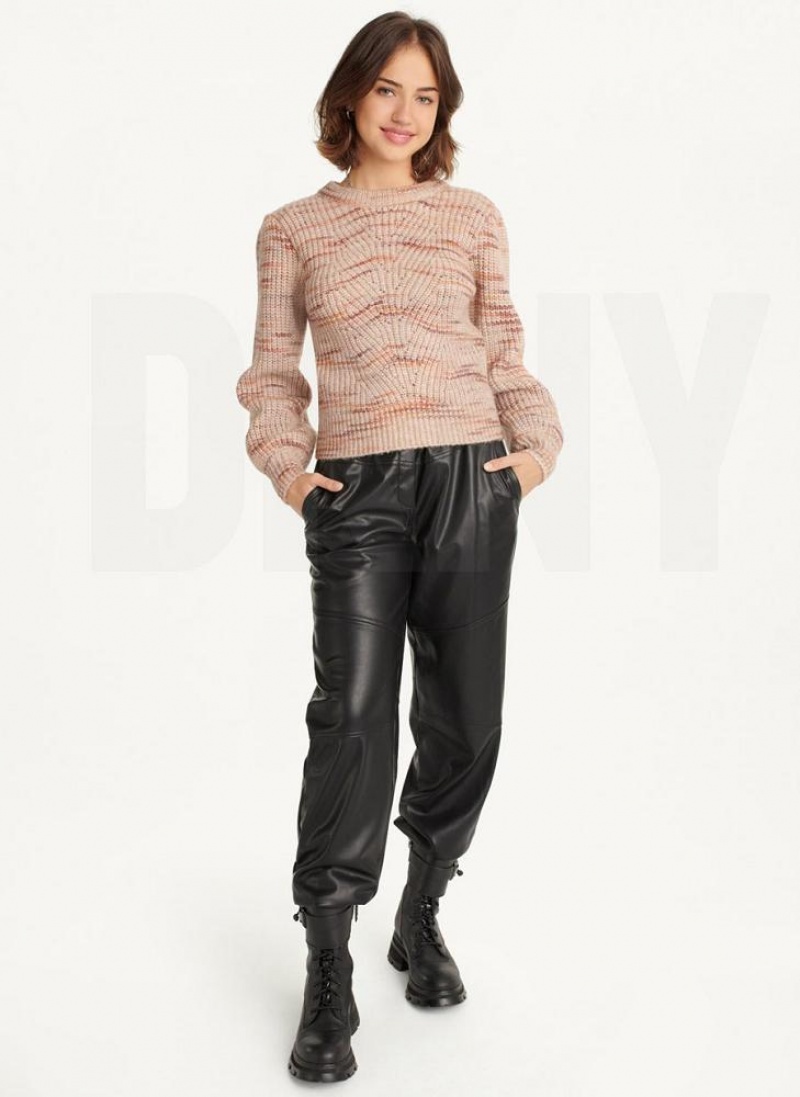 Πουλόβερ DKNY Bubble Sleeve Knit γυναικεια καφε | Greece_D0736