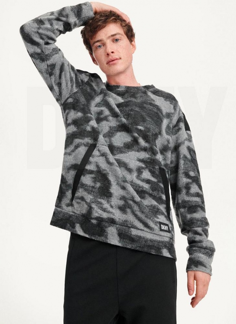 Φούτερ DKNY Camo Crewneck ανδρικα μαυρα Πολύχρωμο | Greece_D0650