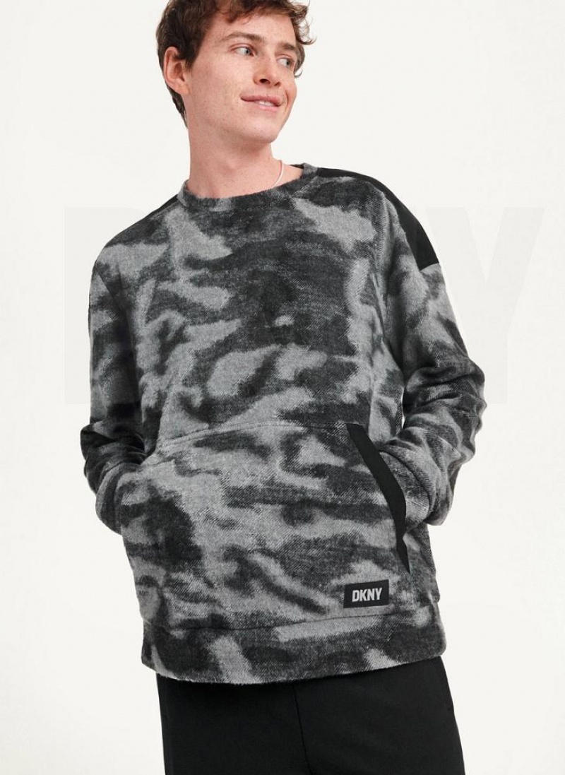 Φούτερ DKNY Camo Crewneck ανδρικα μαυρα Πολύχρωμο | Greece_D0650