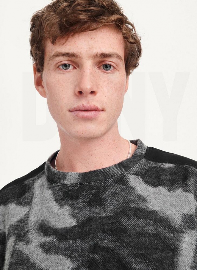 Φούτερ DKNY Camo Crewneck ανδρικα μαυρα Πολύχρωμο | Greece_D0650