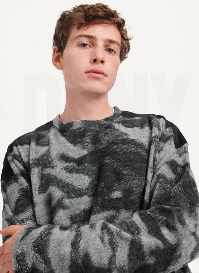 Φούτερ DKNY Camo Crewneck ανδρικα μαυρα Πολύχρωμο | Greece_D0650