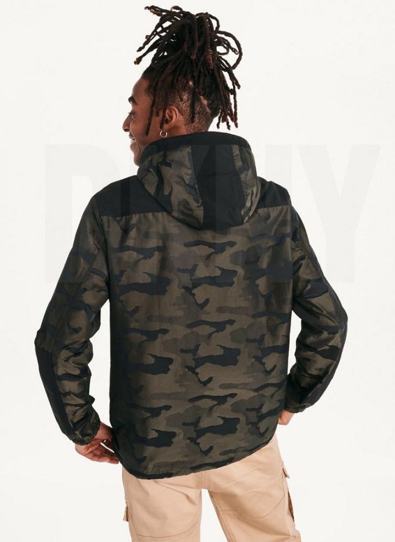 Μπουφαν DKNY Camo Κουκουλοφόρος ανδρικα Ελιά | Greece_D0532