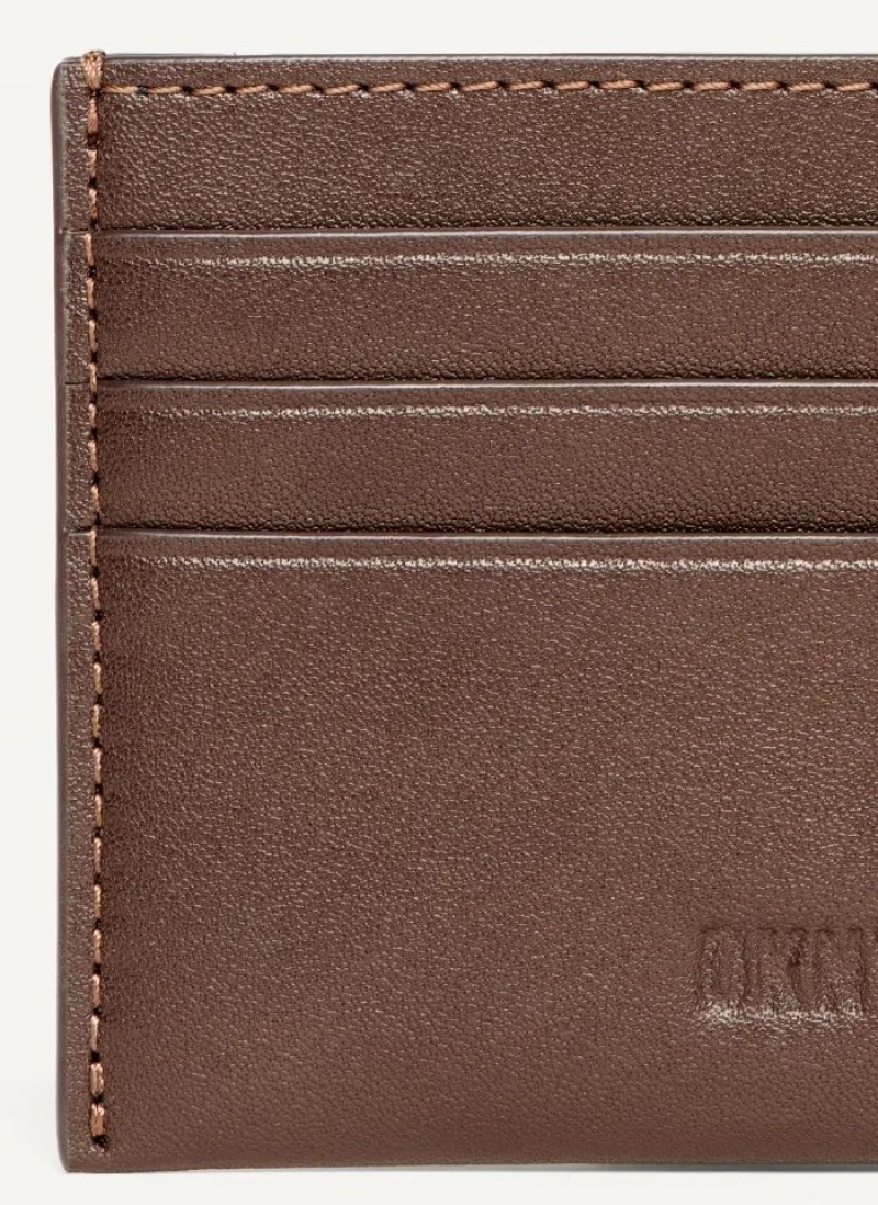 πορτοφολια DKNY Card Case ανδρικα καφε | Greece_D1108