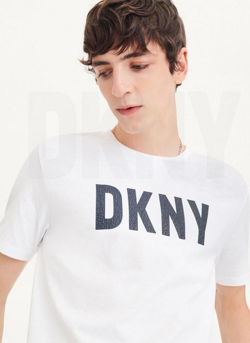 μπλουζακια DKNY Clean Front Logo ανδρικα ασπρα | Greece_D0955