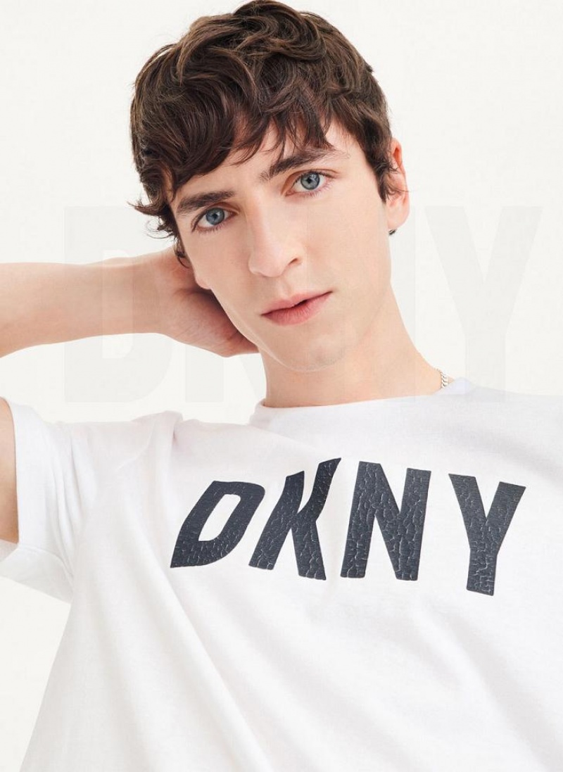 μπλουζακια DKNY Clean Front Logo ανδρικα ασπρα | Greece_D0955