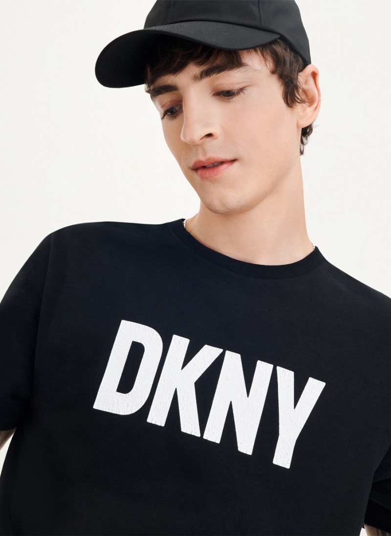 μπλουζακια DKNY Clean Front Logo ανδρικα μαυρα | Greece_D1914