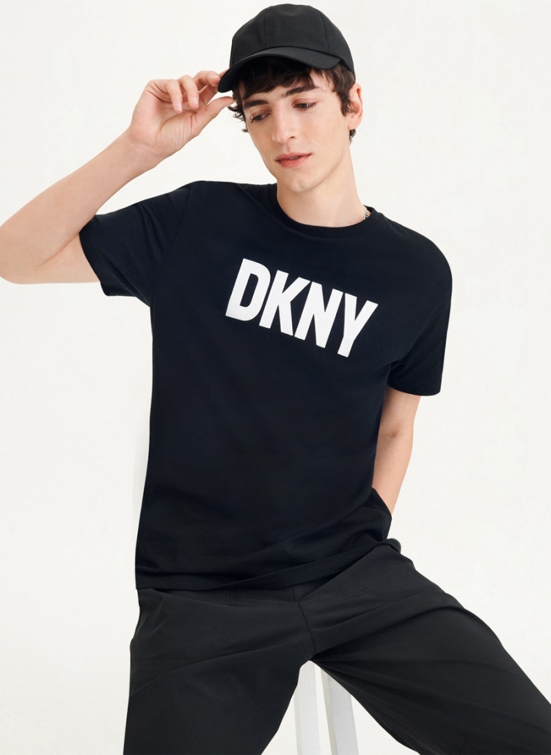 μπλουζακια DKNY Clean Front Logo ανδρικα μαυρα | Greece_D1914