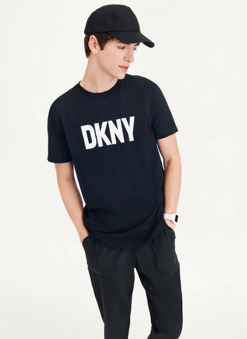 μπλουζακια DKNY Clean Front Logo ανδρικα μαυρα | Greece_D1914