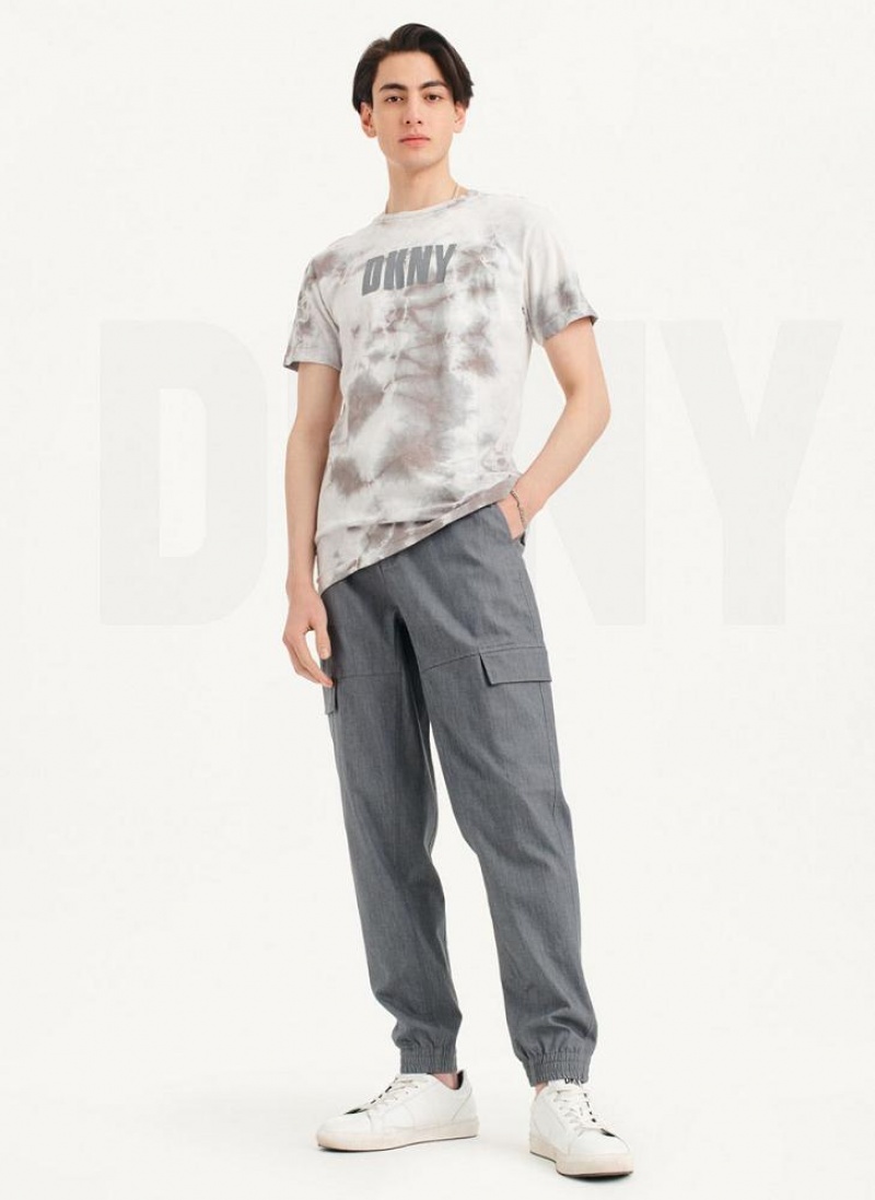 μπλουζακια DKNY Cloud Wash Logo ανδρικα γκρι | Greece_D1756