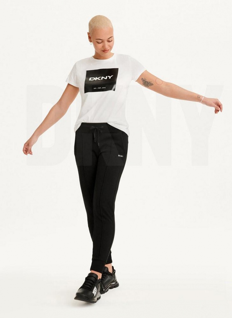 μπλουζακια DKNY Coated Box Logo γυναικεια ασπρα | Greece_D1192