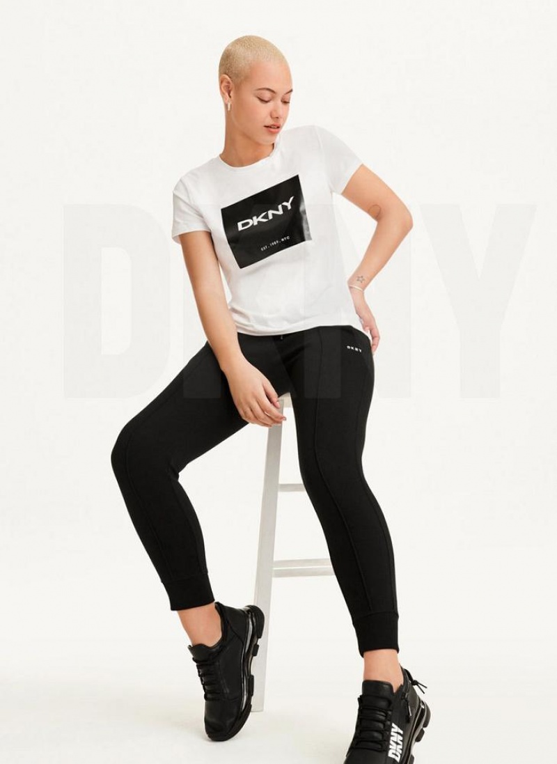 μπλουζακια DKNY Coated Box Logo γυναικεια ασπρα | Greece_D1192