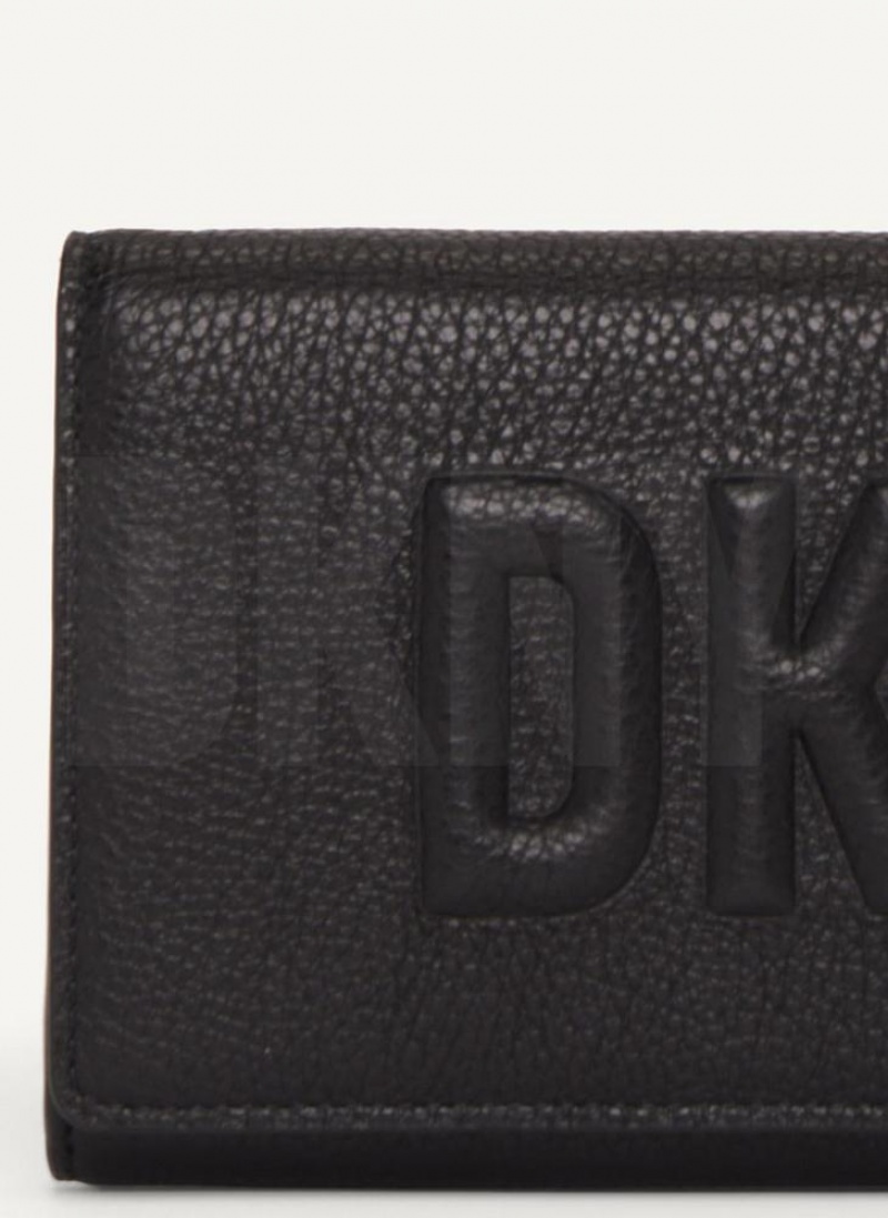 πορτοφολια DKNY Continental Raised Logo γυναικεια μαυρα | Greece_D0462