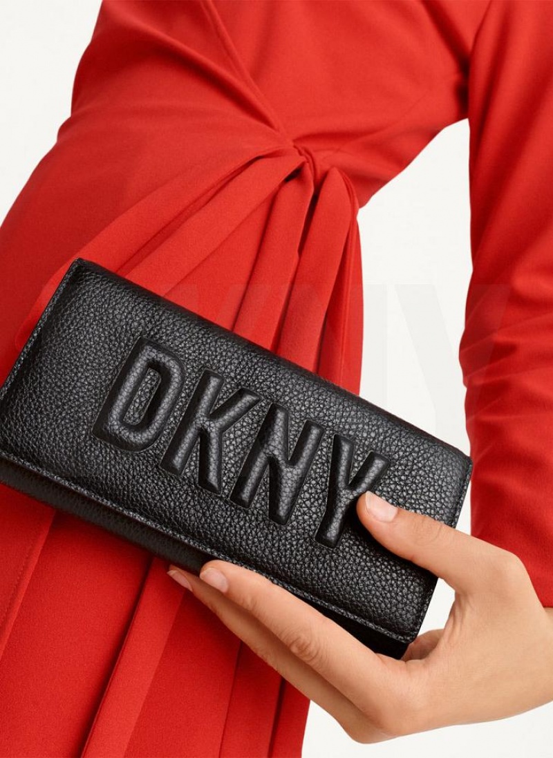 πορτοφολια DKNY Continental Raised Logo γυναικεια μαυρα | Greece_D0462