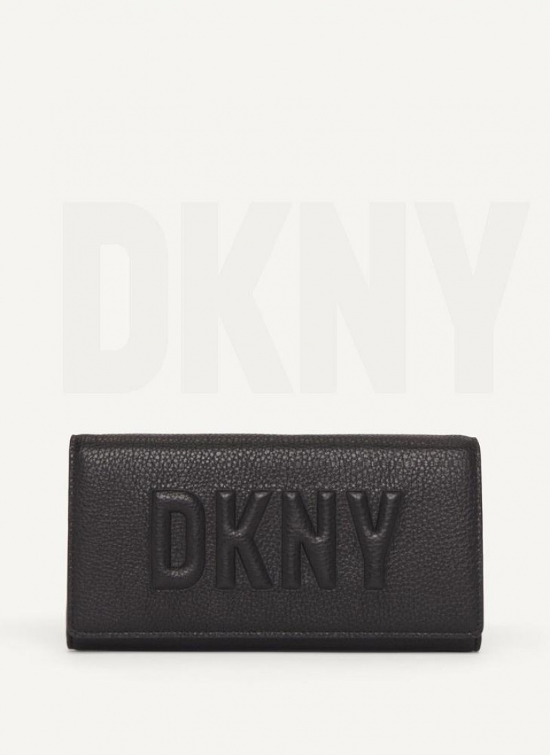 πορτοφολια DKNY Continental Raised Logo γυναικεια μαυρα | Greece_D0462