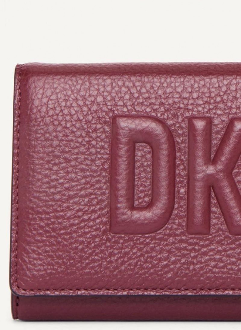 πορτοφολια DKNY Continental Raised Logo γυναικεια μπορντο | Greece_D0876