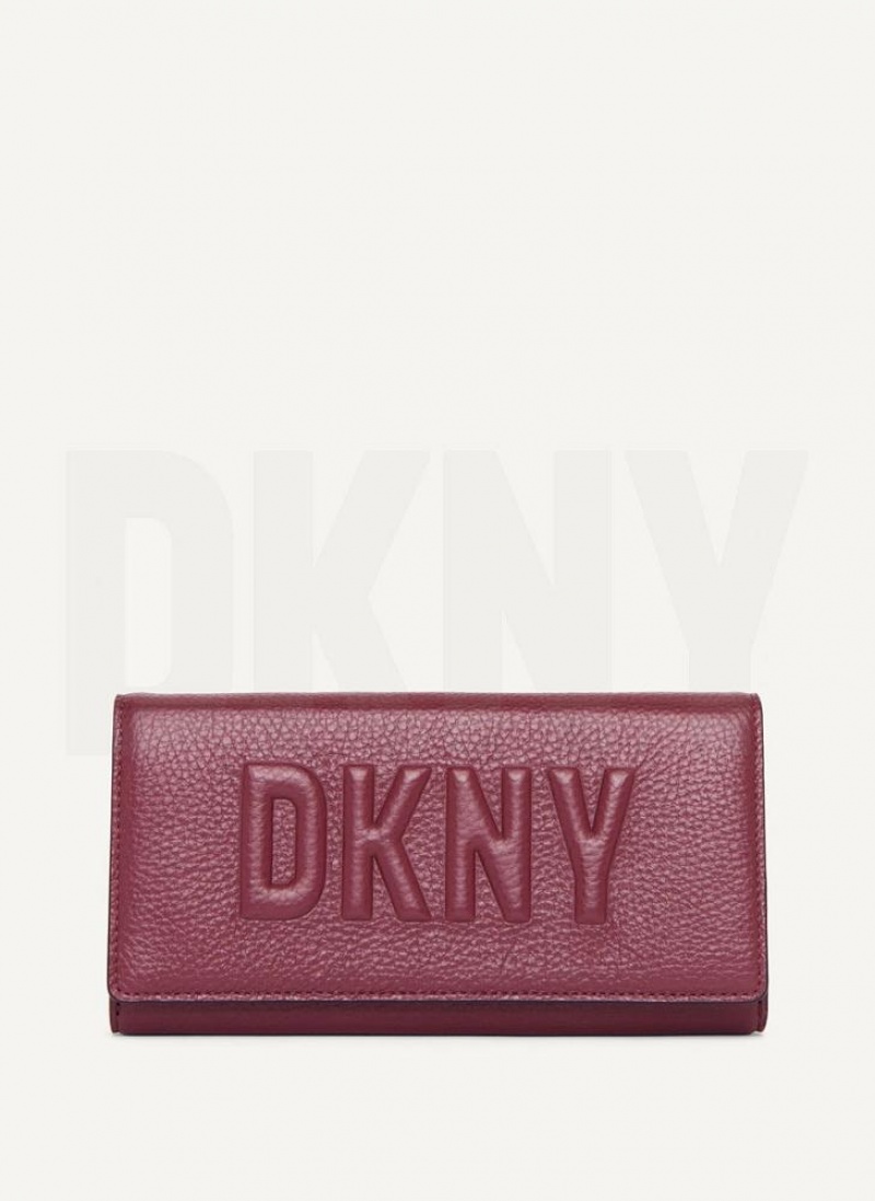 πορτοφολια DKNY Continental Raised Logo γυναικεια μπορντο | Greece_D0876