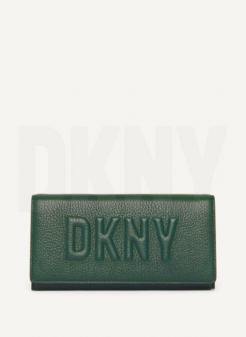 πορτοφολια DKNY Continental Raised Logo γυναικεια πρασινο | Greece_D1149