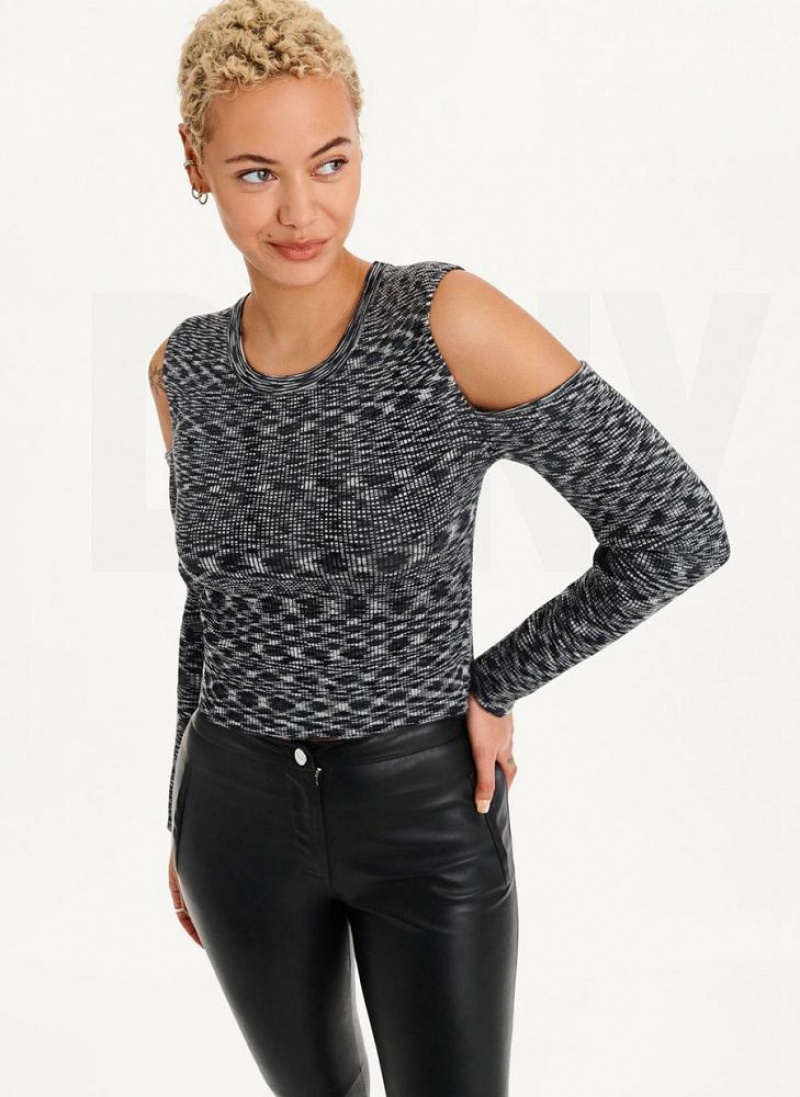 Πουλόβερ DKNY Crewneck Cut Out Shoulder γυναικεια μαυρα | Greece_D1755