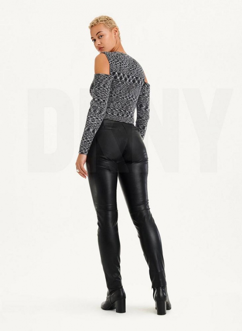 Πουλόβερ DKNY Crewneck Cut Out Shoulder γυναικεια μαυρα | Greece_D1755