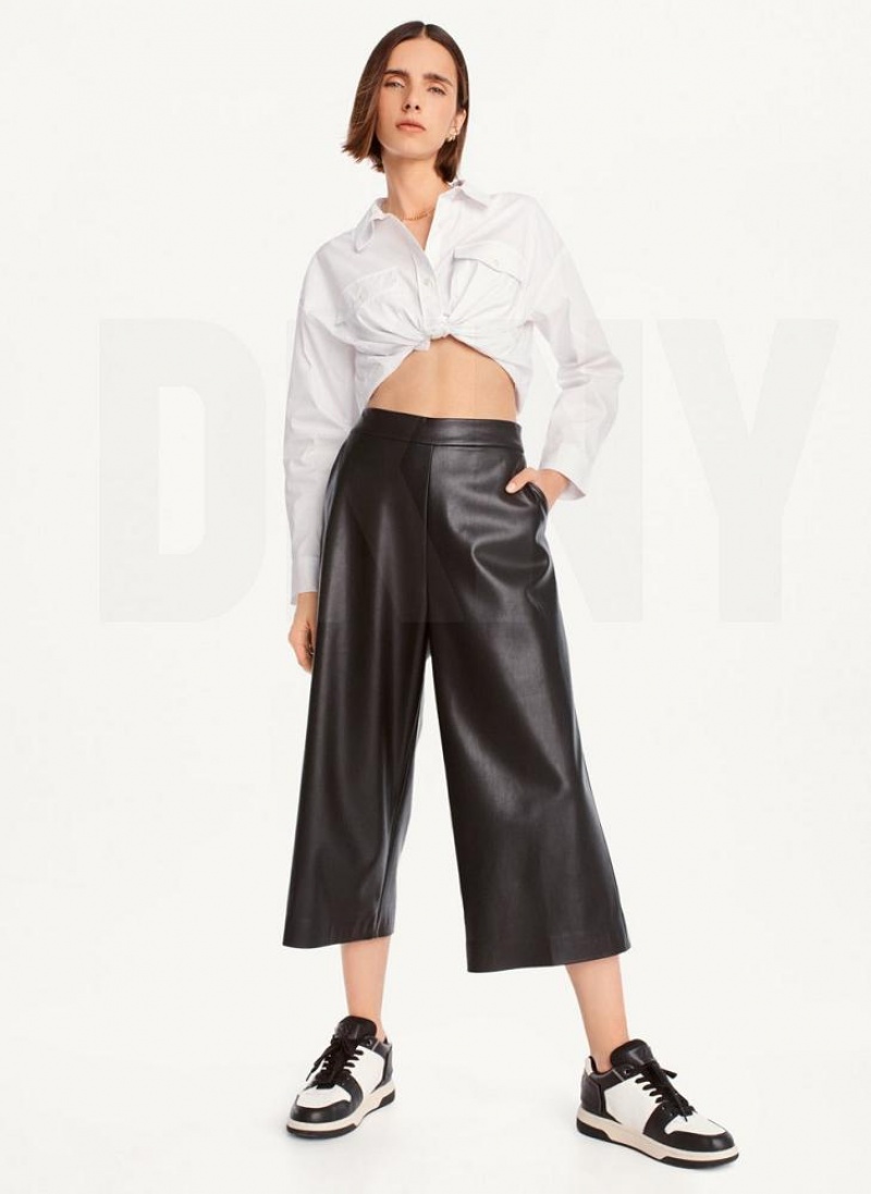 Παντελονι DKNY Crop φαρδια-Leg γυναικεια μαυρα | Greece_D1215