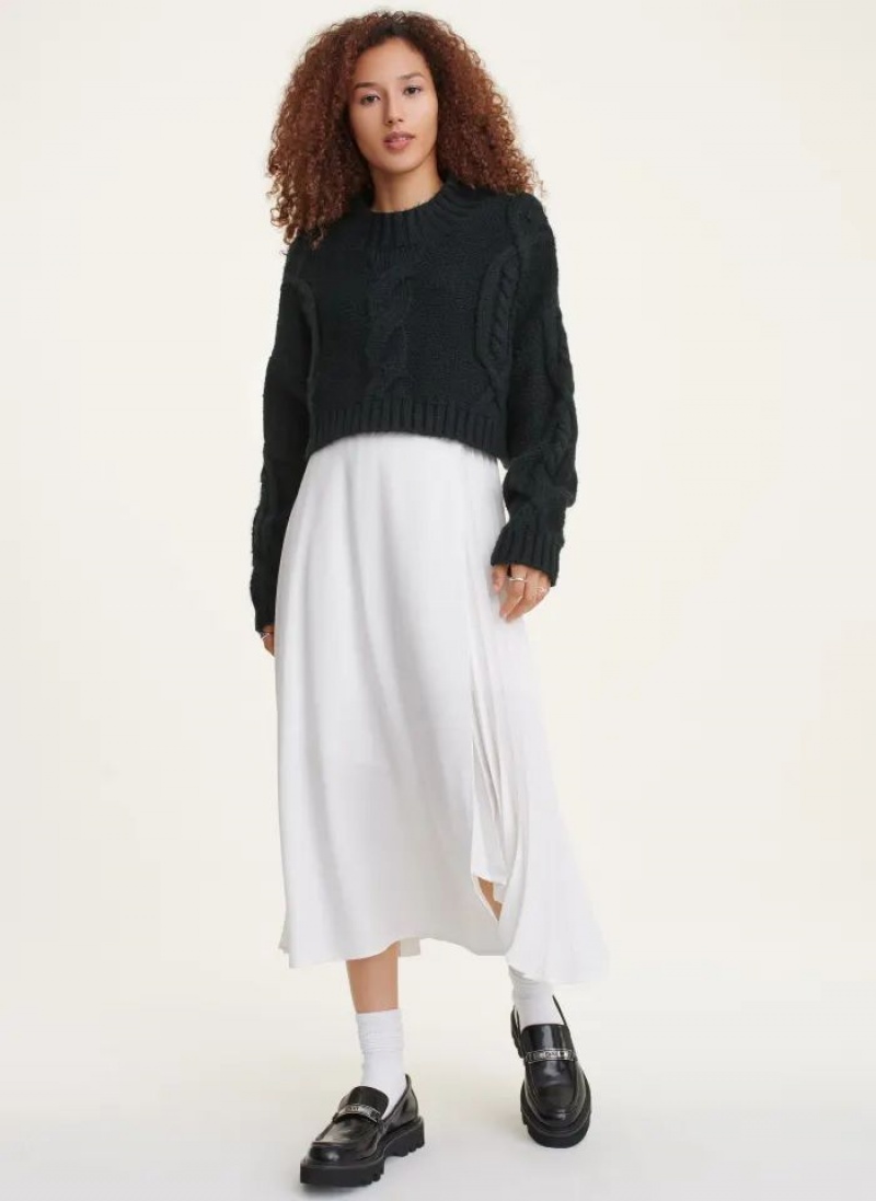 Πουλόβερ DKNY Cropped Cable γυναικεια μαυρα | Greece_D1225