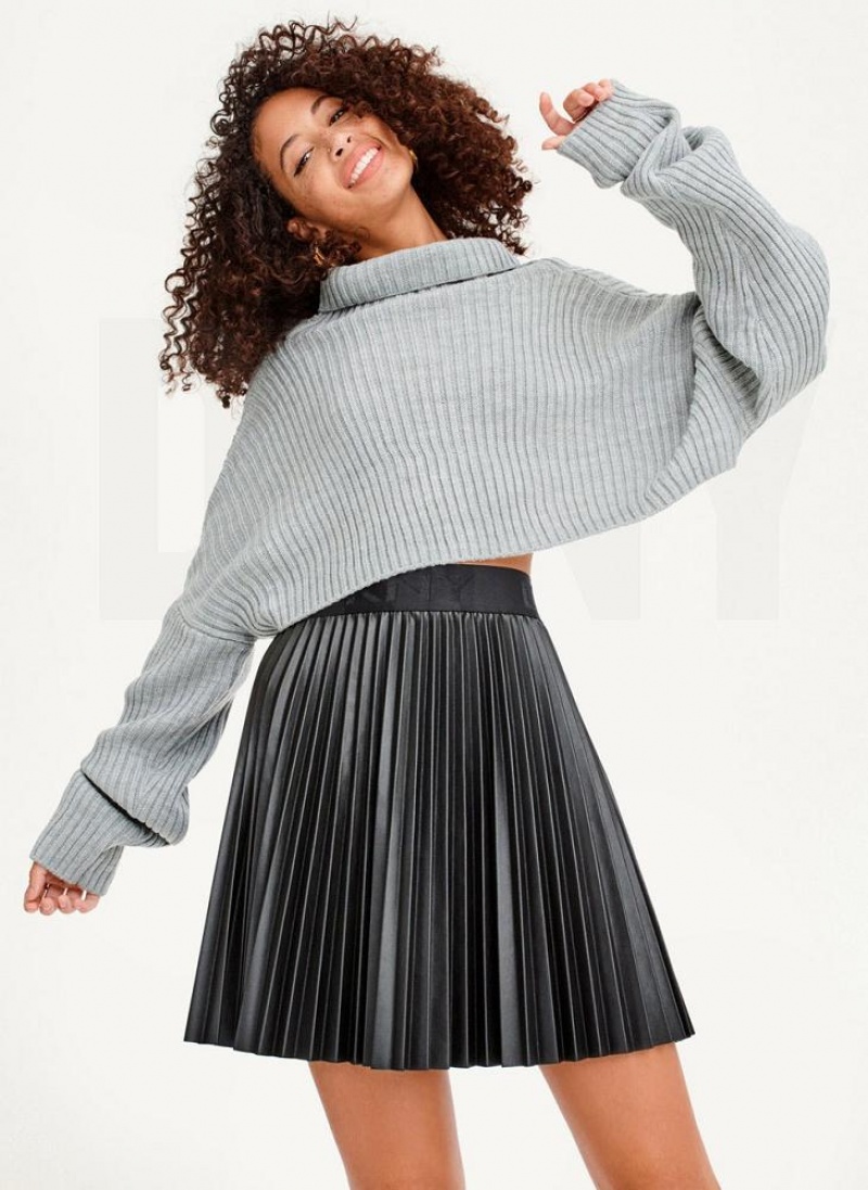 Πουλόβερ DKNY Cropped Turtleneck γυναικεια γκρι | Greece_D1490