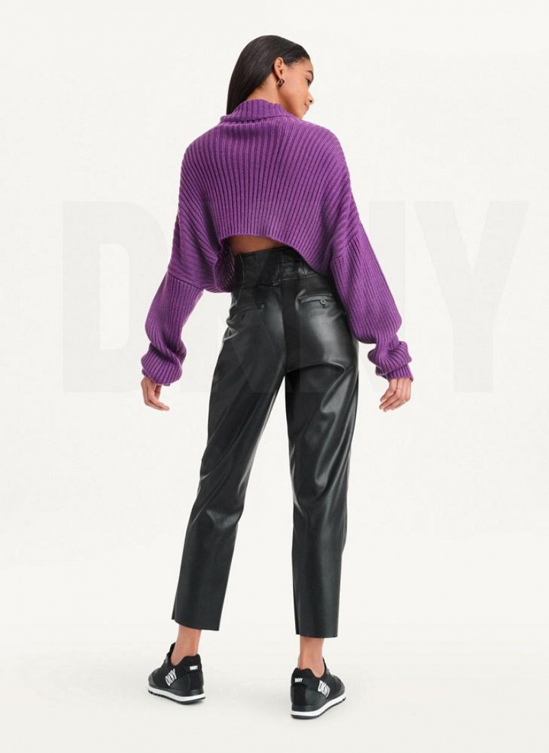 Πουλόβερ DKNY Cropped Turtleneck γυναικεια μωβ | Greece_D1608