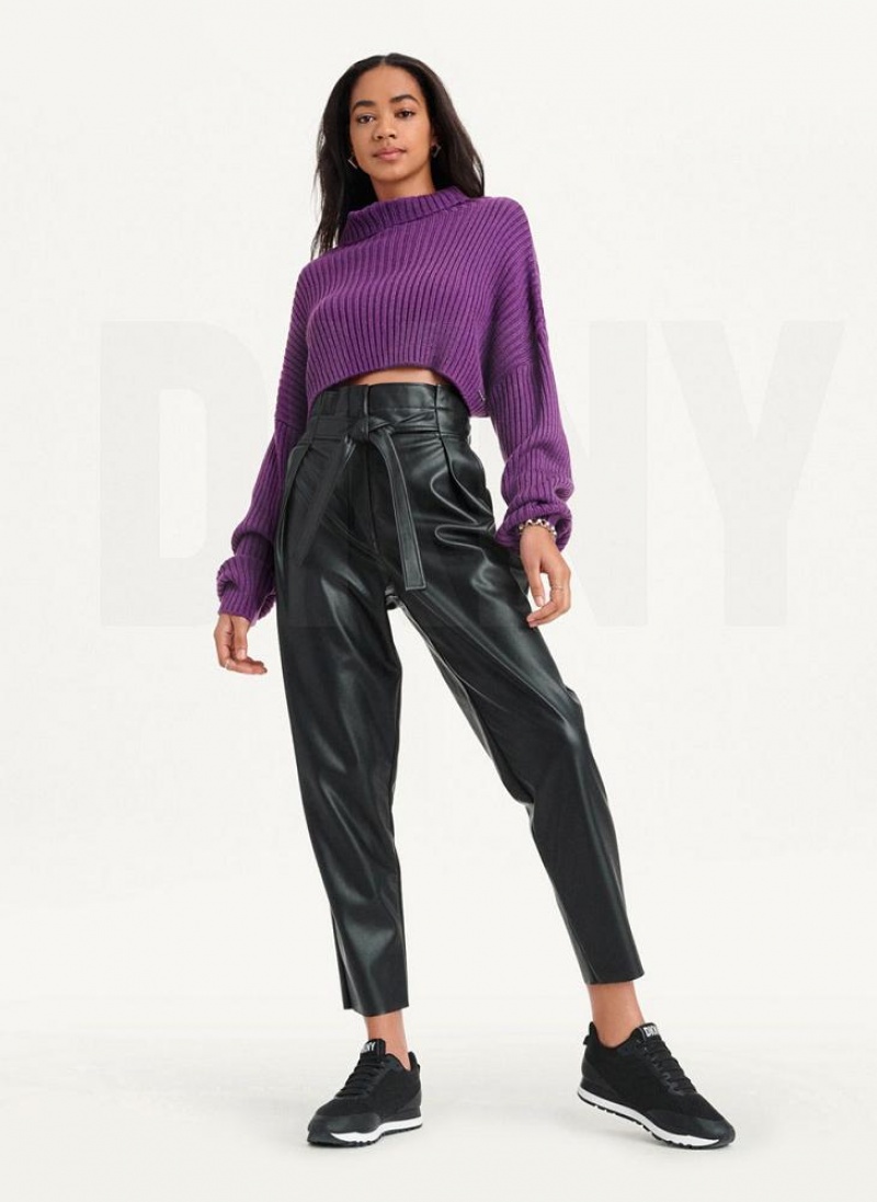 Πουλόβερ DKNY Cropped Turtleneck γυναικεια μωβ | Greece_D1608