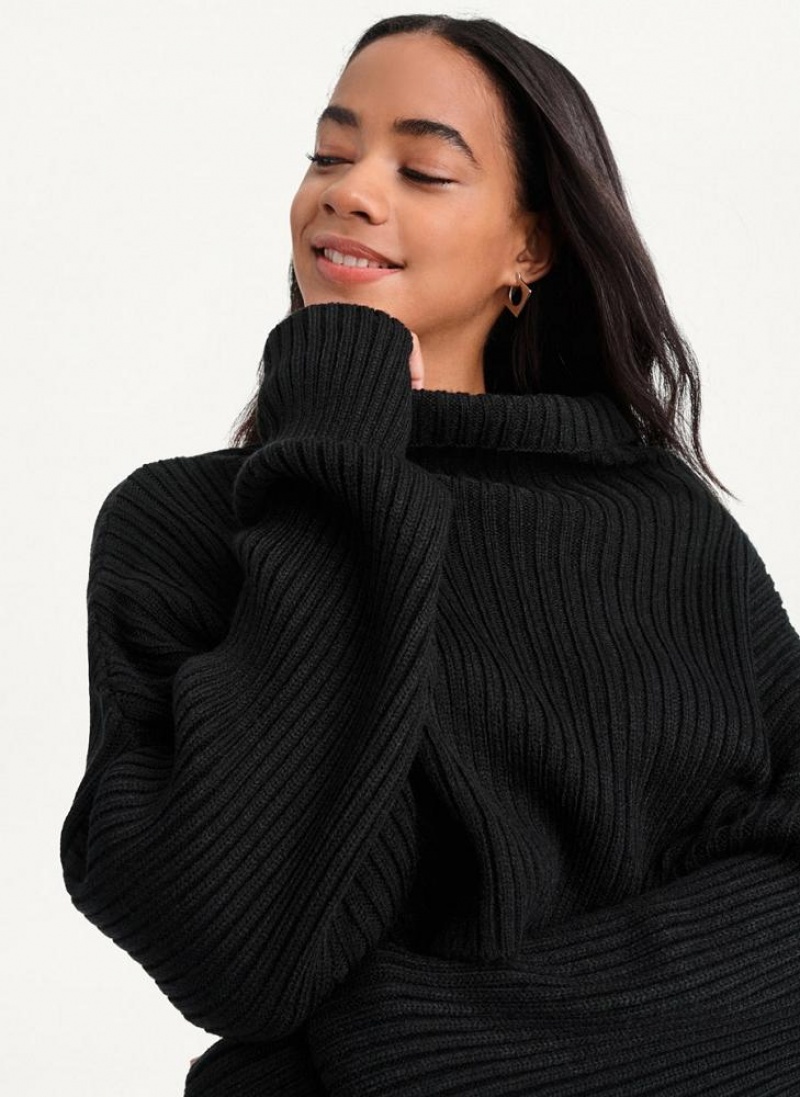 Πουλόβερ DKNY Cropped Turtleneck γυναικεια μαυρα | Greece_D1679