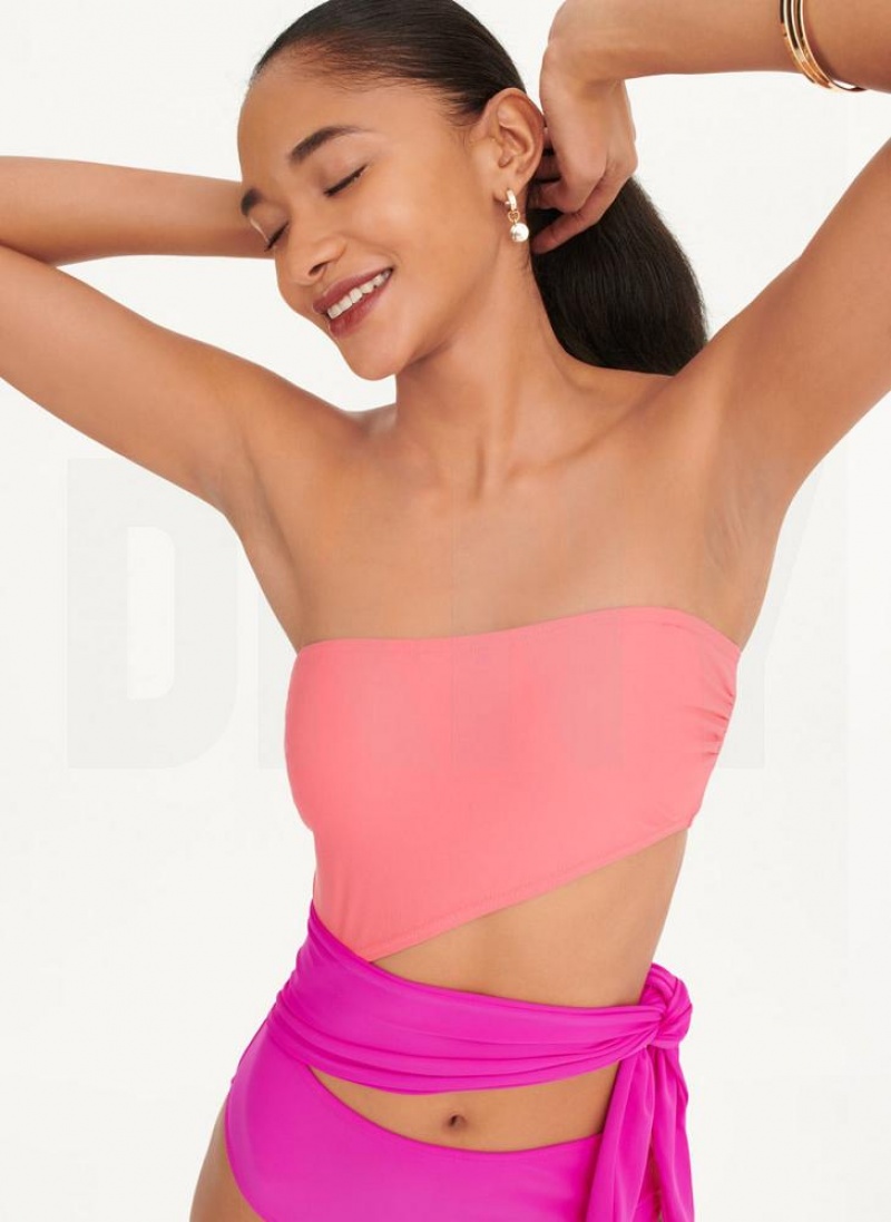 Μαγιό DKNY Cut-Out Bandeau γυναικεια ροζ | Greece_D0132