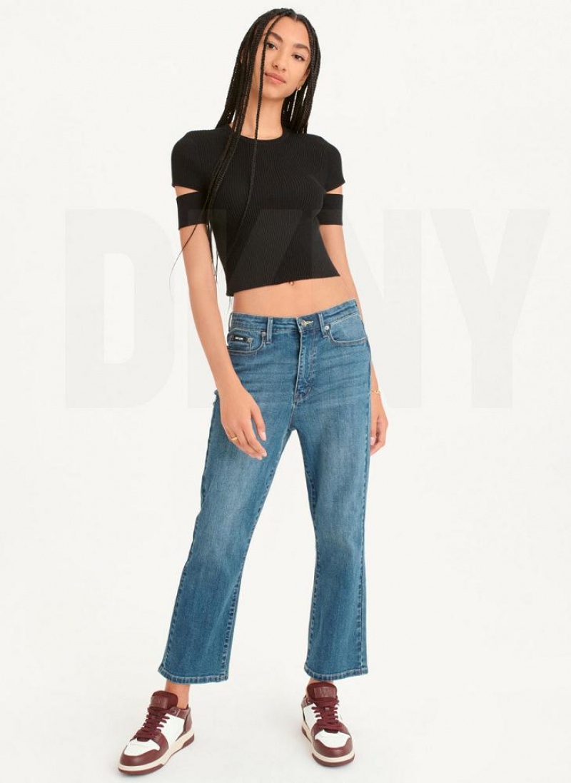 μπλουζακια DKNY Cut Out Knit γυναικεια μαυρα | Greece_D0200