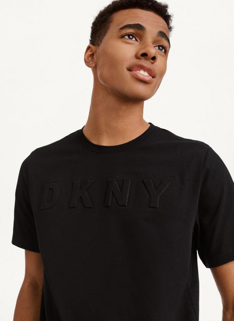 μπλουζακια DKNY Debossed Logo ανδρικα μαυρα | Greece_D0468