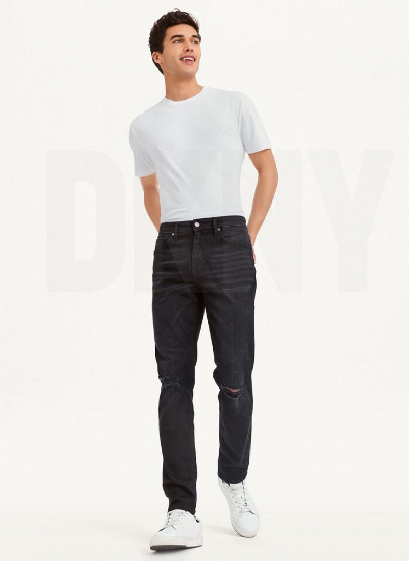 Τζιν DKNY Destructed Denim ανδρικα μαυρα | Greece_D0578