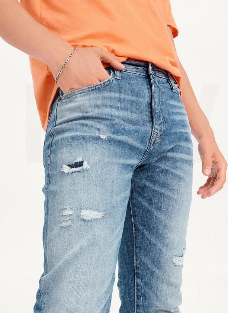 Τζιν DKNY Destructed Denim ανδρικα ανοιχτο μπλε | Greece_D1211