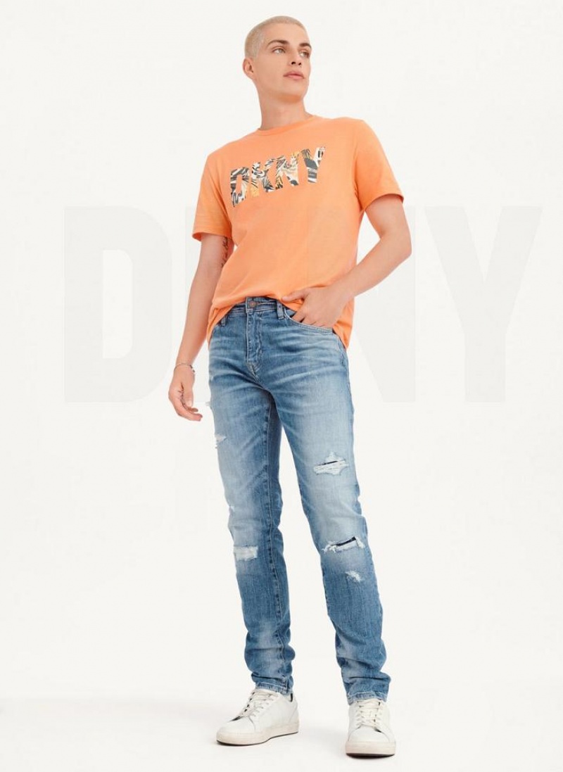 Τζιν DKNY Destructed Denim ανδρικα ανοιχτο μπλε | Greece_D1211