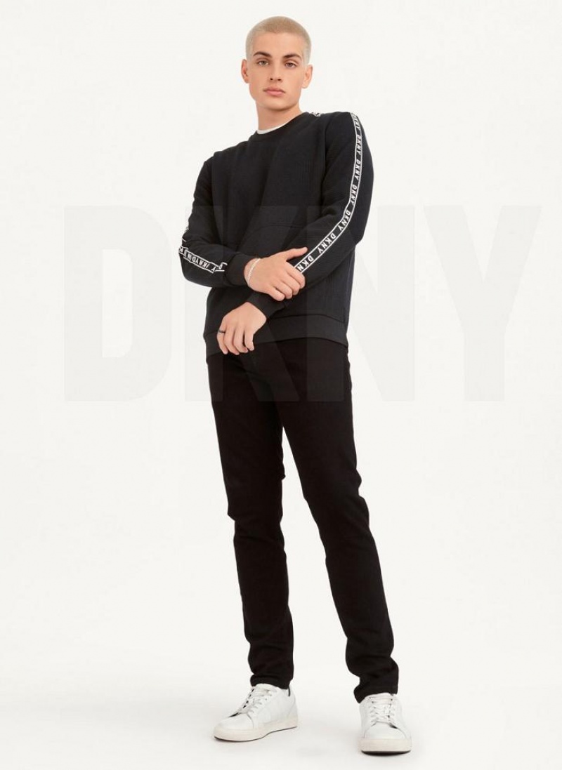 Φούτερ DKNY Directional Quilting Crewneck ανδρικα μαυρα | Greece_D1209