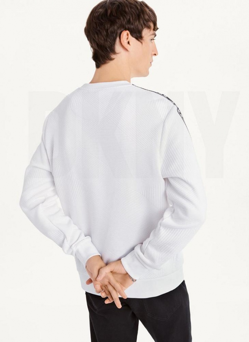 Φούτερ DKNY Directional Quilting Crewneck ανδρικα ασπρα | Greece_D1678