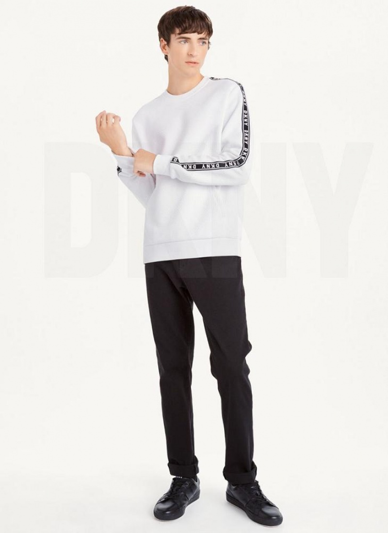 Φούτερ DKNY Directional Quilting Crewneck ανδρικα ασπρα | Greece_D1678